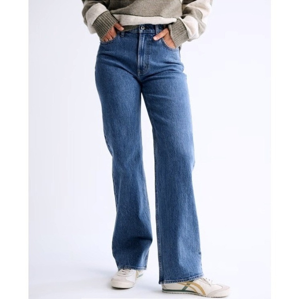 Abercrombie & Fitch High Rise 90s Relaxed Jeans Medium Marble Sz 31 Stretch EUC